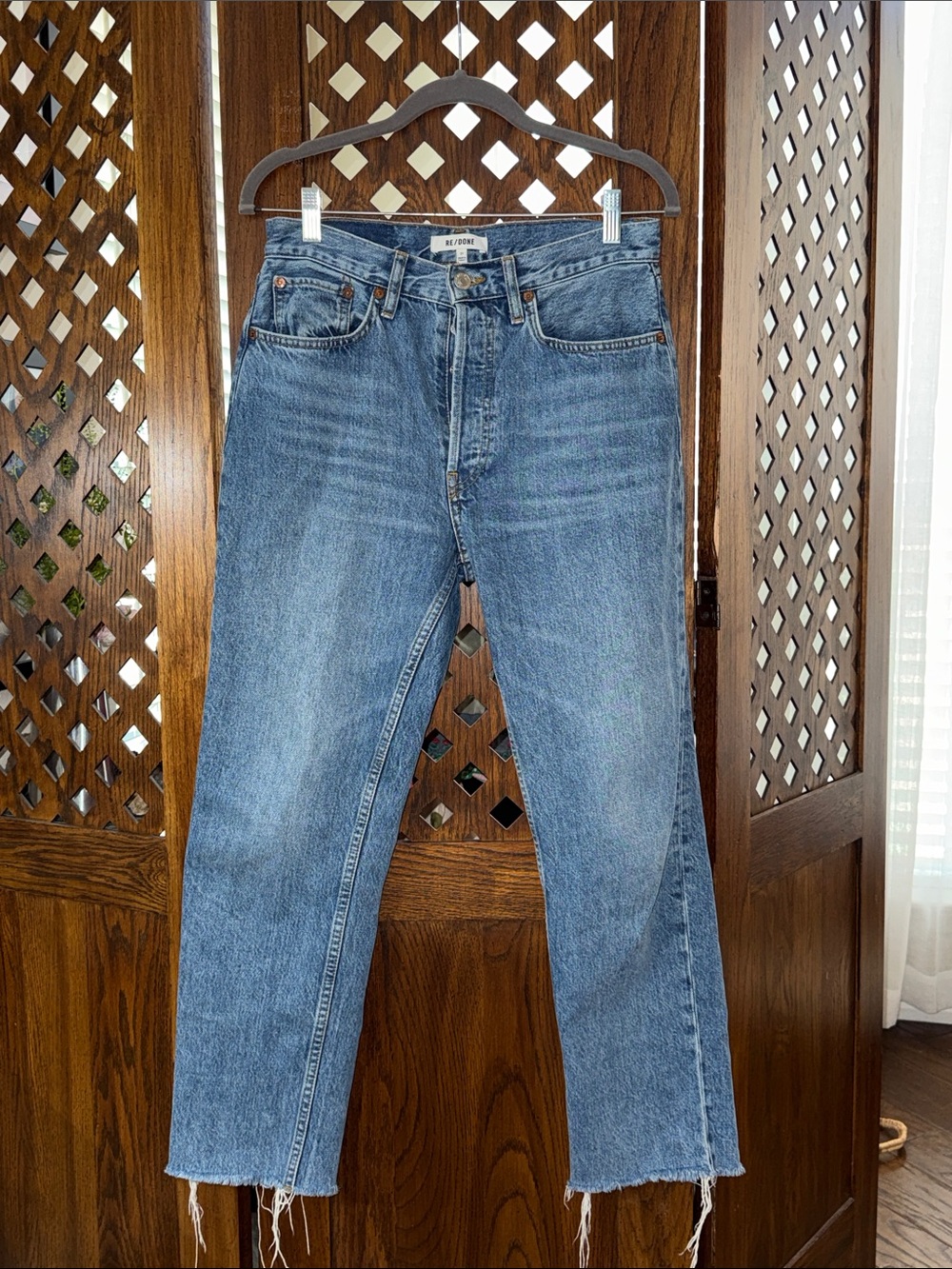 Re/Done Women's Blue Straight-Leg Jeans